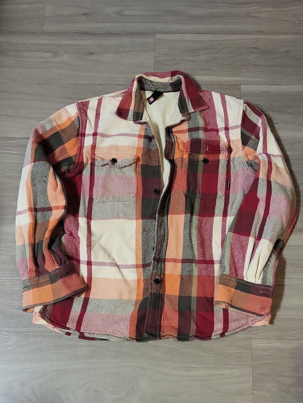 Element Plaid Shacket in Cream, Rust & Black